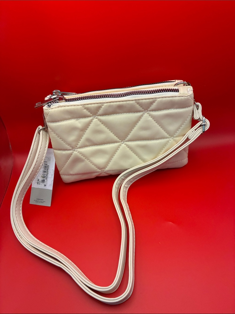bp Quilted Cream Crossbody Bag with Adjustable Strap